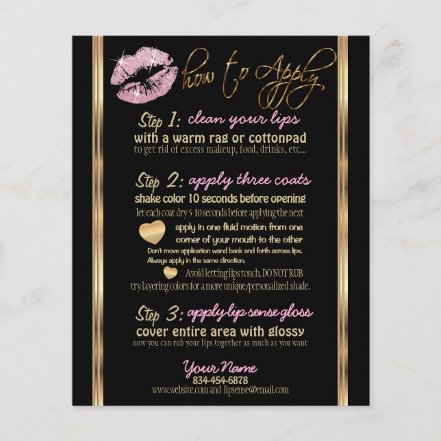 Flyer Instruções para o lábio colorido rosa (Frente)