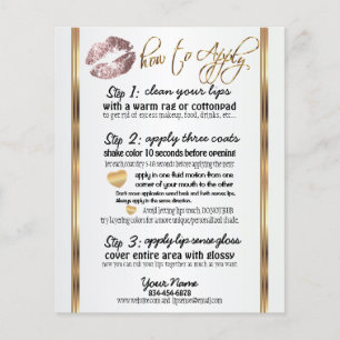 Flyer Instruções para o lábio da Rosa brilhante, cor-