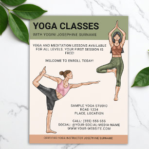 Flyer Instrutor de Aulas de Yoga Treinador de Meditação 