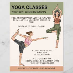 Flyer Instrutor de Aulas de Yoga Treinador de Meditação 