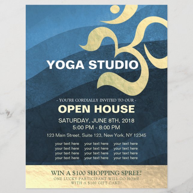 Flyer Instrutor De Meditação Do Yoga Studio Om Open Hous (Frente)