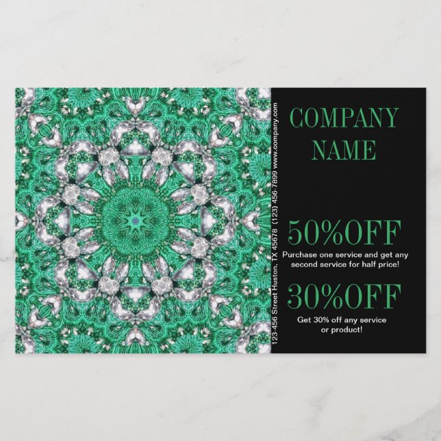 Flyer Instrutor de Nova Ioga Esmeralda Verde Mandala (Frente)