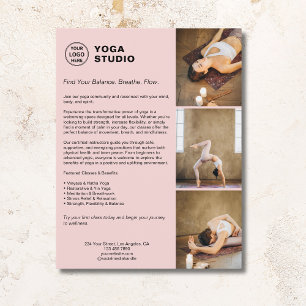 Flyer Instrutor de Yoga Professor Promocional Rosa Negóc