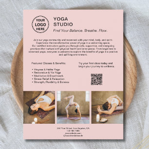 Flyer Instrutor de Yoga Professor Rosa Promocional Negóc