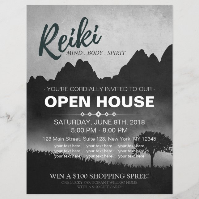 Flyer Instrutor Natural Reiki Master & Yoga Open House (Frente)