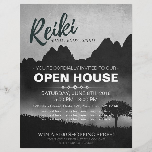 Flyer Instrutor Natural Reiki Master & Yoga Open House (Frente)