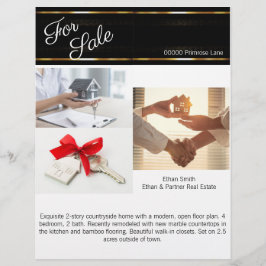 Flyer Introdução ao Marketing Imobiliário Preto e Dourad