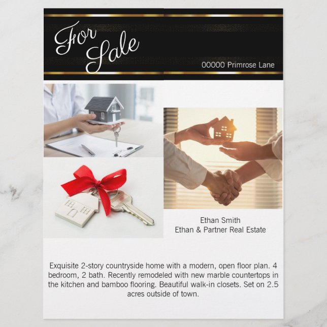 Flyer Introdução ao Marketing Imobiliário Preto e Dourad (Frente)