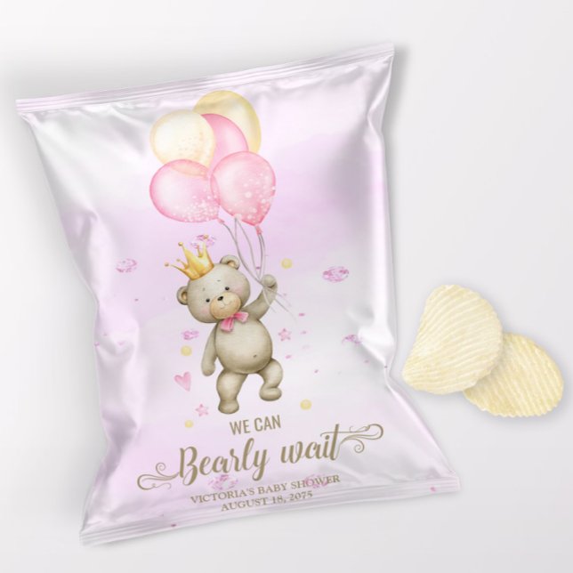 Flyer Invólucro de Saco de Batata para Chá de Bebê Ursa  (1 ounce snack bag wrapper flyer. )