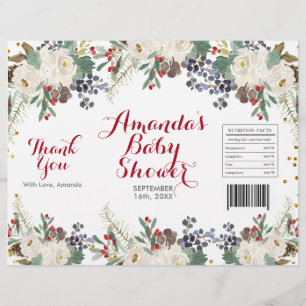 Flyer Invólucro de Saco de Lanche Floral Branco de Natal