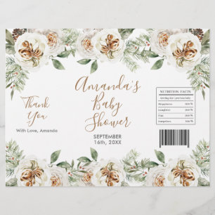 Flyer Invólucro de Saco de Lanche Natalino Floral Branco