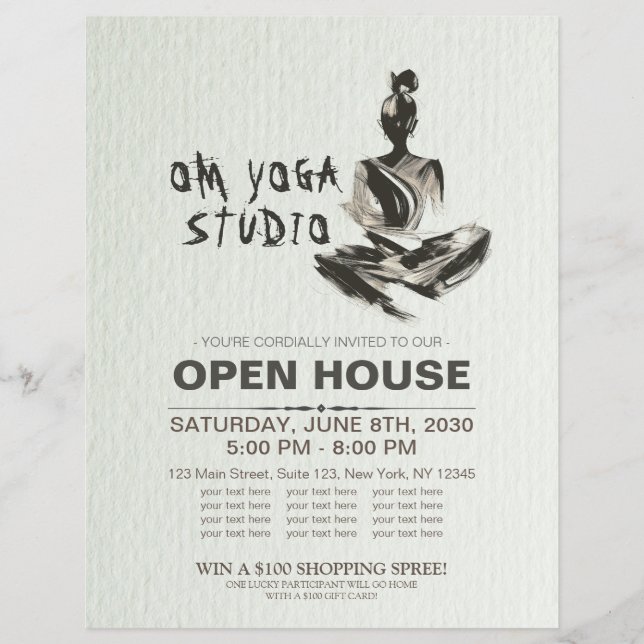 Flyer Ioga Instrutor Lotus Meditation Pose Brushstrokes (Frente)