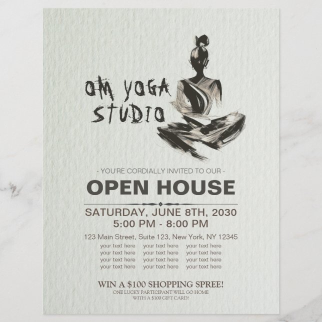 Flyer Ioga Instrutor Lotus Meditation Pose Brushstrokes (Frente)