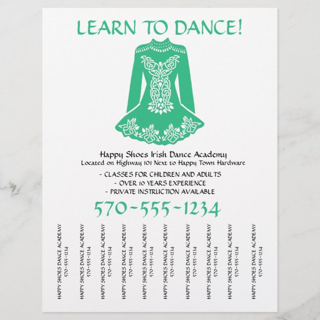 Flyer Irish Dancing Lessons Classe Rasgos Flechas (Frente)