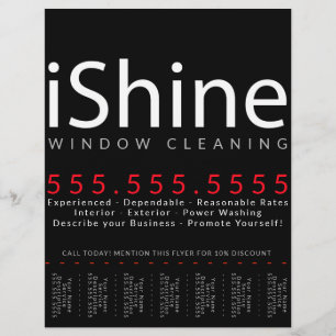 Flyer iShine. Lavagem do poder de limpeza da janela da