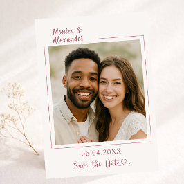 Flyer Ivory rose gold photo wedding Save the Date