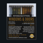 Flyer Janela Barred, Janela & Door Fitter Company<br><div class="desc">Folheto publicitário da empresa Acopladora de janela,  janela e porta com barra na Loja de Cartão de visita.</div>