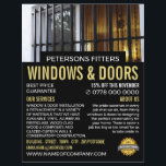 Flyer Janelas e Bares, Janela & Porta Fitter Company<br><div class="desc">Folheto de propaganda da empresa Windows & Bar,  Window & Door Fitter pela Loja Cartão de visita.</div>