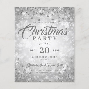 Flyer Jantar de Natal Festa de Prata Diamantes Brilho In