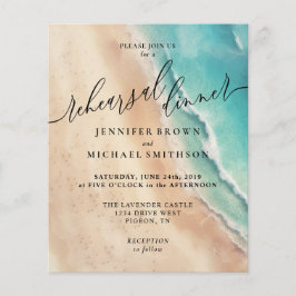 Flyer Jantar de Verão com Aquarela na Praia do Oceano