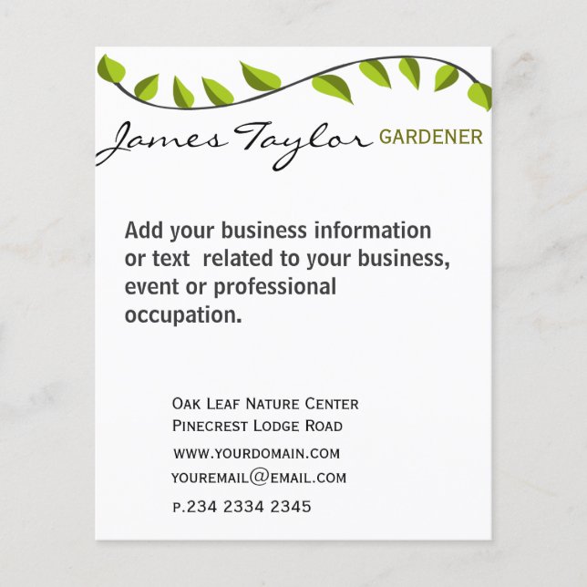 Flyer Jardim Folha Jardinagem Verde (Frente)