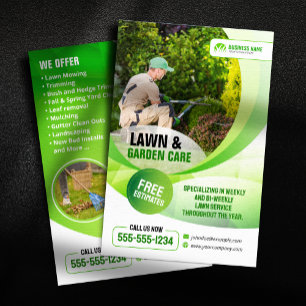 Flyer Jardinagem Cuidado com o Gramado Mowing Grama