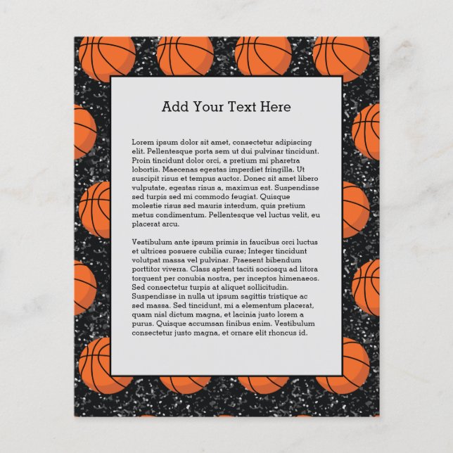 Flyer Jogador de Basquete Esporte Bola Brilho Preto Eleg (Frente)