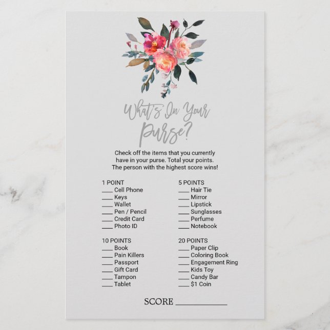 Flyer Jogo da Cinza moderna "O que há na sua bolsa" (Verso)