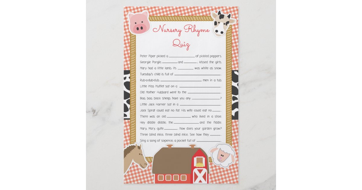 Flyer Jogo Da Rima De Bercario Do Cha De Fraldas Dos Zazzle Com Br