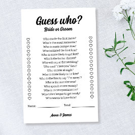 Flyer Jogo De Adivinhação De Casamento De Noiva Ou De No