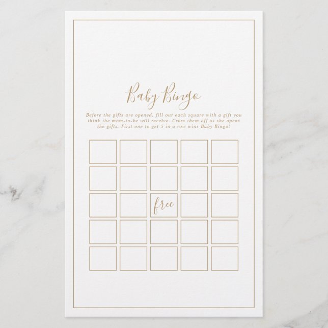 Flyer Jogo de Bebê Dourado minimalista (Frente)