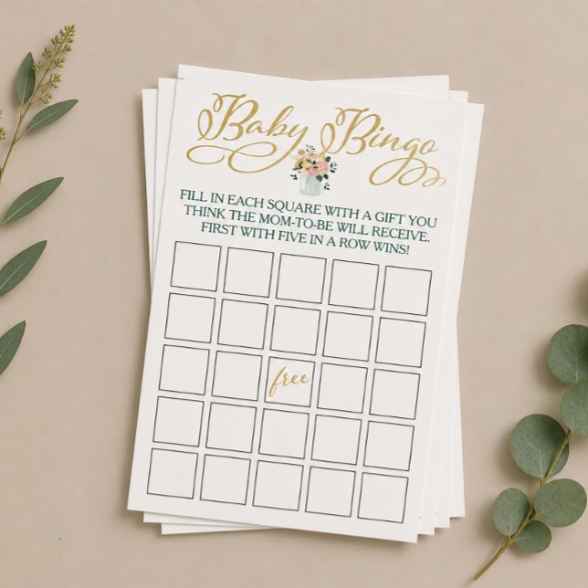 Flyer Jogo de Bingo de Bebê de Flor Selvagem (Wildflower Baby Shower Bingo)
