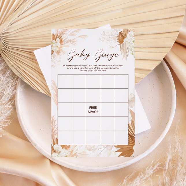 Flyer Jogo de BINGO de Chá de Bebê com Grama das Pampas  (Criador carregado)