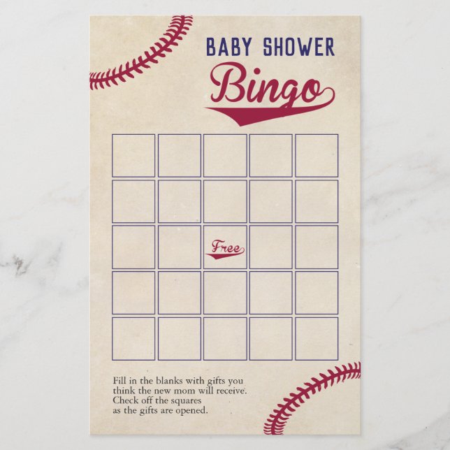 Flyer Jogo de Bingo de Chá de fraldas de Baseball (Frente)