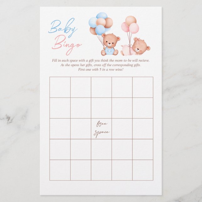 Flyer Jogo de BINGO de Urso de Pelúcia para Gêmeos Menin (Frente)