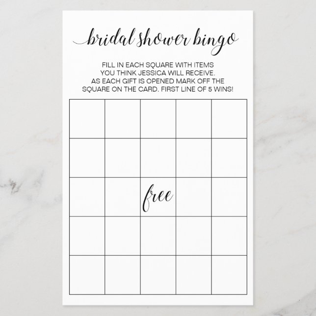 Flyer Jogo de Bingo do Chá de panela Elegante Moderno (Frente)