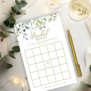 Flyer Jogo de Bingo para Chá de Noiva com Folhagens