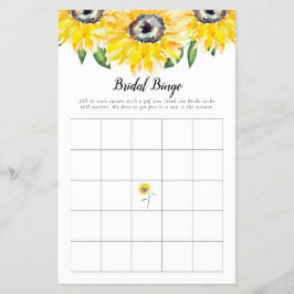 Flyer Jogo de Bingo para Chá de Noiva com Girassol Flora