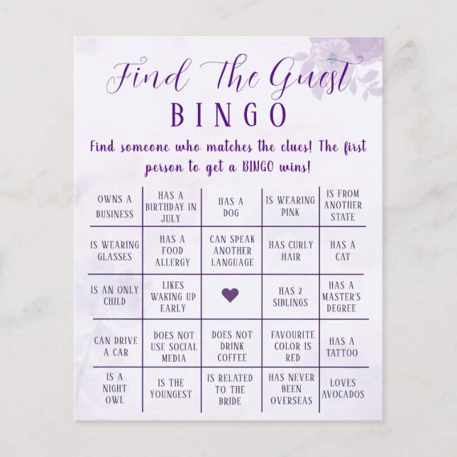 Flyer Jogo de Bingo Personalizado para Convidados com Es (Frente)