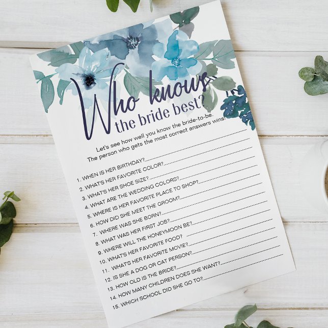 Flyer Jogo de Casamento Rosas Azuis Pastel Quem Conhece  (Criador carregado)