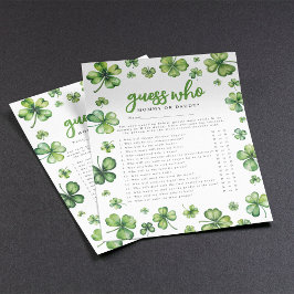 Flyer Jogo de Chá de Bebê 'Adivinhe Quem' Shamrock