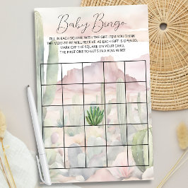 Flyer Jogo de Chá de fraldas do Pastel Boho Desert Cactu