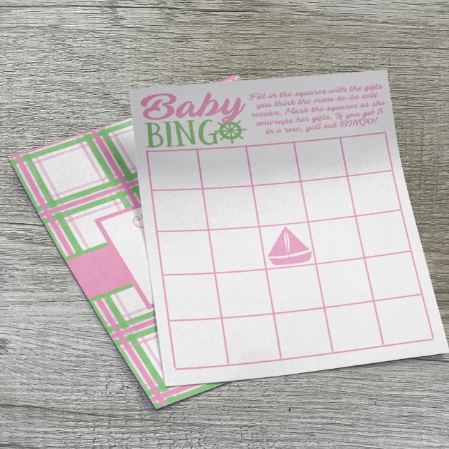 Flyer Jogo de Chá de Menina Bingo Náutica (Criador carregado)
