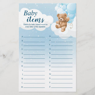 Flyer Jogo de Chuvinha de Bebê Urso Azul Alphabet Bebê