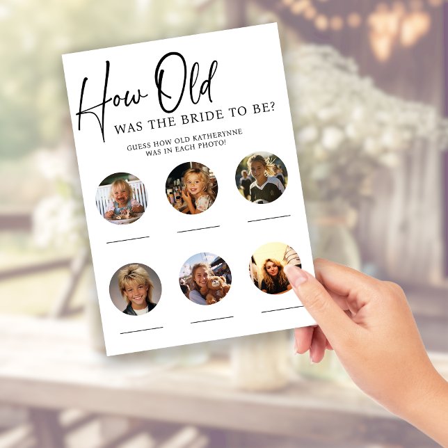 Flyer Jogo de Festa de Chá de panela de PAPEL - Quantos  (Bridal Shower Party Game How Old Was the Bride Flyers)