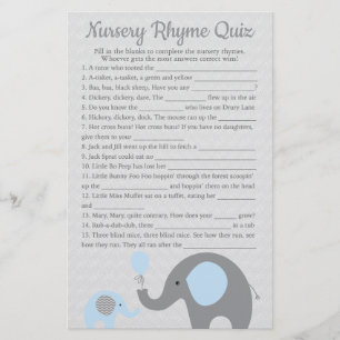 Flyer Jogo de questionário azul da rima de berçário d