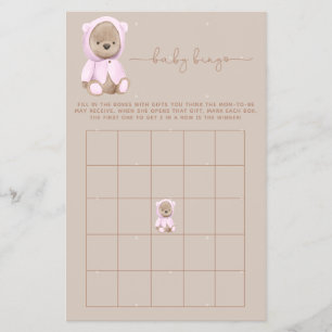 Flyer Jogo do Chá de fraldas do Urso Rosa Rosa
