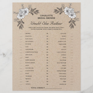 Flyer Jogo para Chá de Noiva 'Rustic Kraft Would She Rat