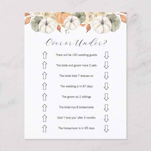 Flyer Jogo Sobre ou Sob Chá de panela (Frente)