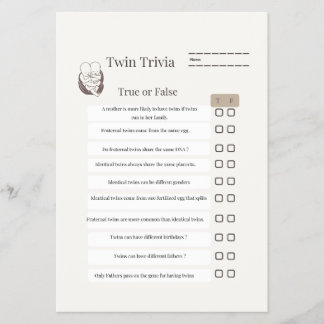 Flyer : Jogo Trivia Gêmeo do Chá de fraldas - Com Folha